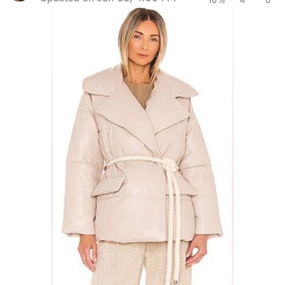 A.L.C. Liam Faux Leather Puffer Jacket Size Small in Fog Cream‎ NEW with tags
